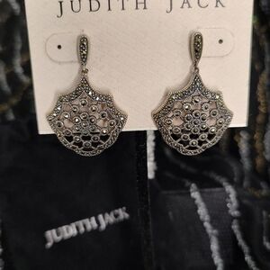 Vintage Judith Jack Sterling Silver Marcasite Danglind Earrings! NWT!